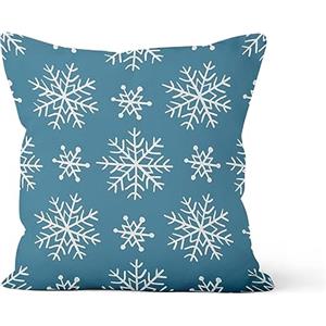 MIRRORANG Copri cuscino blu con fiocchi di neve, copricuscini per divano Home Decor, lino poliestere 46x46cm, blu