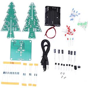 Duokon Albero di Natale 3D LED Elettronico, Alberi Artificiali Piante Artificiali Kit di Circuiti per Fiori Assembla Colori LED Stereo Albero di Natale Decorazioni Natalizie (7(Set fai da te a tre colori)