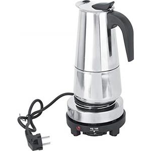 Oumij1 Caffettiera elettrica da 450 ml, in acciaio inox, caffettiera italiana, per casa, ufficio, caffè, presa EU 220-240 V