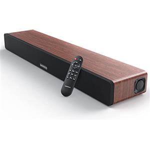 MEREDO Soundbar in Legno per TV con subwoofer integrato 165W 2.1CH Soundbar con ARC cavo 5 modalità EQ (regola bassi e alti) BT 5.0/ottico/AUX per home theater - 79CM, Marrone