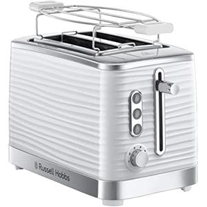 Russell Hobbs Tostapane Bianco - 2 Fette - Struttura lucida Color Bianco; Fessure per toast extra larghe; 6 livelli di doratura; Funzione di Scongelamento e Riscaldamento; 1050W Inspire 24370-56