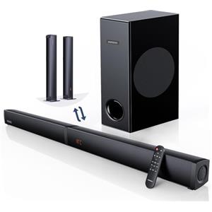 MEREDO Soundbar da 180W Soundbar rimovibile 2 in 1 per TV Soundbar da 2.1 canali con subwoofer, connessione ARC/ottica/BT 5.0/AUX 5 modalità EQ Bassi profondi 12L per home theater - 94cm