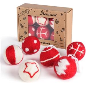 Homewit - Palline di Natale, 6 palline di feltro da 5 cm, in feltro, per albero di Natale e per albero di Natale