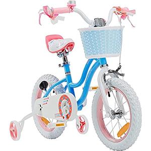 RoyalBaby Stargirl, Bicicletta per Bambini, Blu, 14 Pollici con Ruota di Allenamento
