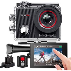 AKASO EK7000 Pro Action Cam 4K 20MP WiFi, Fotocamera Subacquea 40M, Impermeabile Videocamera EIS Stabilizzazione con Touch Screen, Angolo Variabile, 2.4G Telecomando e Kit di Accessori