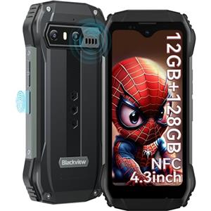 Blackview Rugged Smartphone N6000SE, 4.3'' QHD+, 12GB RAM+ 128GB ROM, Octa-Core, 13MP+8MP, 3700mAh, Android 13/NFC/Fingerprint/Face ID/Google Lens/4G Dual SIM/Arcsoft 9.0/Corning Gorilla Glass 5/208g
