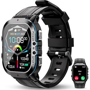OUKITEL BT20 Smartwatch Uomo,1,96'' AMOLED Schermo Orologio Intelligente,Bluetooth Chiamata Assistente Vocale,Impermeabile 5ATM con Cardiofrequenzimetro,Contapassi Sonno per Android iOS