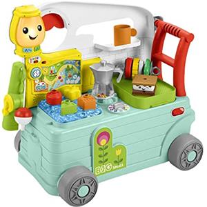 Fisher-Price - Ridi e Impara Camper 3-in-1, Giocattolo a Spinta per Primi Passi e Centro attività Musicale, Giocattolo per Bambini 9-36 Mesi, HCK51