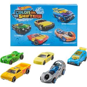 Hot Wheels - Confezione da 5 veicoli cambia colore, macchinine di modelli e colori diversi in scala 1:64 che cambiano colore con acqua calda e fredda, giocattolo per bambini, 3+ anni, GMY09