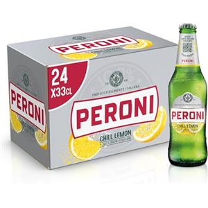 Peroni Chill Lemon Birra al Limone, Cassa Birra con 24 Birre in Bottiglia da 33 cl, 7.92 L, Birra Radler dal Gusto Naturale di Limoni Aspro e Bilanciato, Gradazione Alcolica 2% Vol