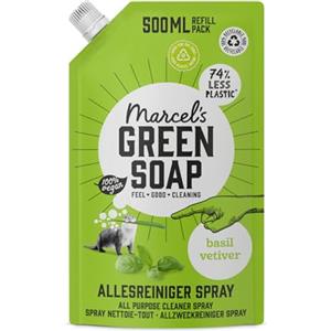 Marcel's Green Soap - Ricarica spray multiuso Basilico & Vetiver - Spray detergente - Risparmia il 76% di plastica - Ecologico - 100% Vegano - 97% Biodegradabile - 500 ML