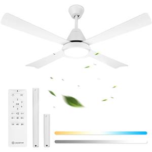 Aigostar Ventilatore da Soffitto con Luce e Telecomando 24W Lampadario con Ventilatore Silenzioso, 2700K-6500K Dimmerabile, 30W Motor DC Reversibile, 6 Velocità, Ø 132cm