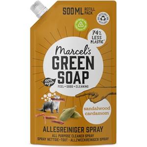 Marcel's Green Soap - Ricarica Spray Multiuso Sandalo & Cardamomo - Spray Detergente - Risparmia il 76% di plastica - Ecologico - 100% Vegano - 97% Biodegradabile - 500 ML