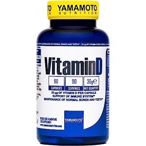 YAMAMOTO Nutrition, Vitamin D 90 Capsule, Integratore Alimentare con Vitamina D, Aiuta l'Organismo ad Assorbire Calcio e Fosforo, 25 mcg per Capsula