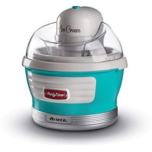 Ariete 643 Ice Cream Maker Party Time, Macchina per fare il gelato, 12W, Capacità 1,5 L, Cestello estraibile con doppio isolamento, Tempo preparazione 30 minuti, Coperchio per aggiunta ingredienti,