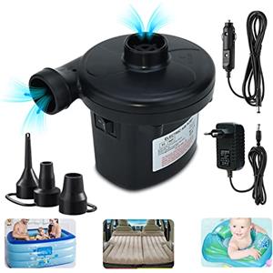 TECHSHARE Pompa Elettrica per Materasso Gonfiabile, Pompa Elettrica Portatile, Pompa Gonfia Sgonfia 2 in 1 con 3 Ugelli per Materasso, Piscina, Divano Gonfiabile, ecc.