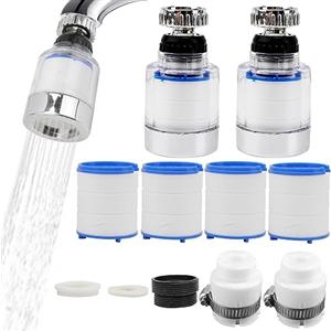 DASIAUTOEM 2 filtri per rubinetto, filtro acqua a 360°, con 6 elementi filtro in cotone PP, 4 accessori per rubinetto, per la casa, estensione del rubinetto in cucina, bagno