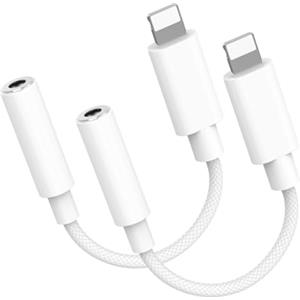 Oliveria Adattatore per cuffie Apple per iPhone, confezione da 2 dongle a jack da 3,5 mm Adattatore per iPhone Cuffie Porta audio Aux Splitter per cuffie Compatibile con iPhone 14/13/12/11 Pro/X/XS Ma