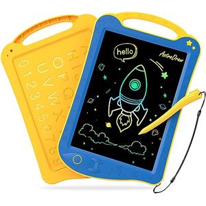 HOMESTEC AstroDraw - Tavoletta Grafica Bambini con Design Tema Spaziale Giochi Bambina 2 3 4 5 6 Anni Giocattoli Lavagna Magnetica per Bambini con Manico Giocattolo Educativo LCD(Giallo)