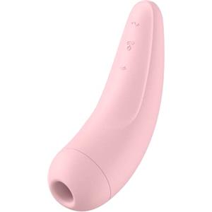 Satisfyer Ventosa clitoridea Satisfyer 'Curvy 2 Connect App' 13,5 cm | Giocattoli sessuali con vibratore a onde di pressione per lei | Vibratore da appoggio con vibrazioni e app | Colore: rosa