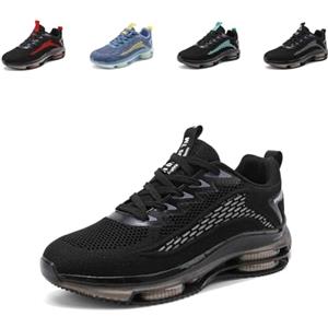 NEOKER Scarpe Running Uomo Scarpe Sportive Corsa Ginnastica Palestra Sneakers Cuscino d'Aria Antiscivolo Traspirante Mesh Nero e Rosso 48