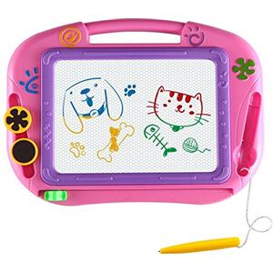 EEDAN Lavagna Tavola da Disegno Magnetica Scarabocchio Giochi per Bambini Blocco per Scrivere Schizzi Regalo per Bambine Bambini Ragazzi Formato Viaggio(Pink)