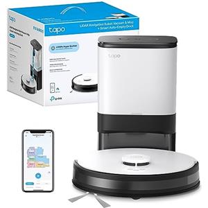 Tapo TP-link Tapo RV30 Plus, Robot Aspirapolvere Lavapavimenti, Aspirazione Potenza 4200Pa, Navigazione LiDAR, Mappatura Rapida, Batteria da 5000mAh, Dock di Svuotamento Intelligente, APP&Alexa&Google