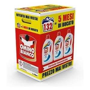 Omino Bianco - Detersivo Lavatrice Igienizzante Liquido, 132 Lavaggi, Igienizza i Capi e Rimuove Germi e Batteri, 1760 ml x 3 Confezioni