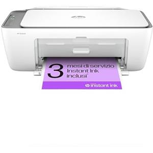 HP DeskJet 2820e 588K9B, Stampante Multifunzione a Getto d'Inchiostro A4 a Colori, Fronte e Retro Manuale, 7,5 ppm, Wi-Fi, HP Smart, 3 Mesi di Inchiostro Instant Ink Inclusi con HP+, Bianca