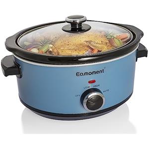 Eamoment ESC-35A-OSBL 3,5 l, 200 W, con 3 livelli di calore e indicatore di potenza, lavabile in lavastoviglie e con maniglie, coperchio in vetro facile da pulire (blu)