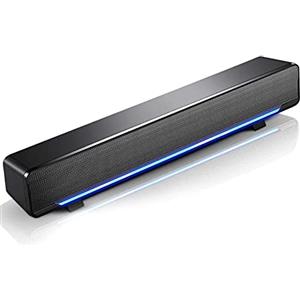 cigemay Soundbar stereo portatile 3D, USB Dsp Wired Bass Surround Soundbar con spina audio da 3,5 mm per cellulare/tablet/proiettore/Home Theater/Bar/MP3/MP4 (nero)