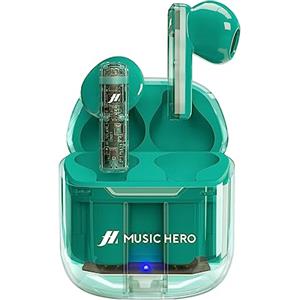 Music Hero Auricolari TWS ICY, cuffiette wireless trasparenti con custodia di ricarica, autonomia di 3 ore per musica e chiamate, microfono integrato, cavo di ricarica USB-C incluso