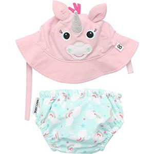 Zoocchini Set Baby Costumino Contenitivo + Cappellino - Allie l'Alicorno - UPF 50+ - L