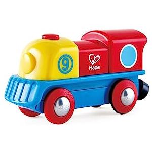 Hape Brave Little Engine , Button-Operated Multi-Coloured Train, Exceptional Battery-Powered Train, Red, Yellow + Blue Finish