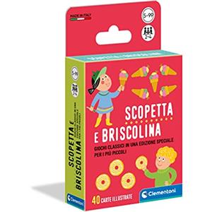 Clementoni - 16633 - Scopetta e briscolina - mazzo di carte, carte da gioco bambini 5 anni+, gioco da tavolo, gioco di società per tutta la famiglia, 2-6 giocatori, Made in Italy, Multicolore