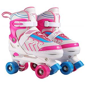 Hikole WeSkate Pattini 4 ruote per bambini di rete traspirante Pattini in parallelo per patatinaggio bambine e bambini (rosa, nero)