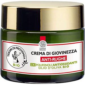 Tesori di Provenza Crema Viso Anti-rughe Giorno BIO, Crema di Giovinezza, Con Olio d'Oliva Biologico, Ricco in Polifenoli Antiossidanti, 50 ml