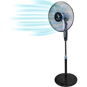 Beper P206VEN130 Ventilatore a Piantana con Timer, 5 Pale, Funzione Oscillante, 3 Velocità, Nero/Turchese, Altezza regolabile fino a 130 cm, Diametro 40 cm