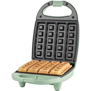 Petra PT4693BLNVDE Macchina per waffle elettrici per Stick - macchina per il trattamento friggitrice compatta, piastra antiaderente da 12,5 cm, circa Preriscaldamento di 2 minuti, 550 W, blu pastello