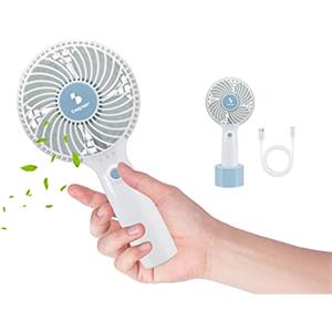 Beper P206VEN400 Mini Ventilatore Portatile Ricaricabile, 3 Velocità, Base d'Appoggio e Cavo di Ricarica Inclusi, Salvaspazio, Silenzioso, Mini Portable Fan