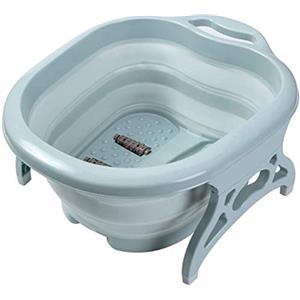 Niikee - Vasca da bagno pieghevole con 4 rulli massaggiatori, grande e robusto, in plastica, per piedi, pedicure e massaggio caviglie (blu)