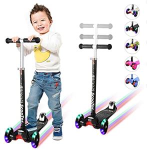 EEDAN Monopattino perBambini Monopattino a 3 Ruote Monopattino per Bambini a 4 Altezza Regolabile Piattaforma Extra Larga Scooter per Bambini con Ruote Illuminate a LED per Bambini Piccoli Ragazze e Ragazzi