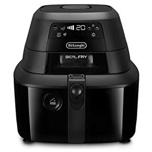 De'Longhi FH2184.BK IDEALFRY Friggitrice ad Aria, Capacità 1.25Kg, Pannello di Controllo Digitale, 5 Programmi Preimpostati, Oblò, Sistema SHS Double, Frittura Leggera, Vasca removibile da 3,9L, Nero