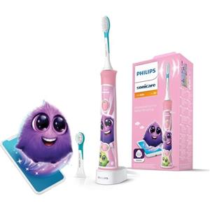 Philips Sonicare For Kids HX6352/42 Spazzolino Elettrico Sonico per Bambini, Connesso all'App, Rosa