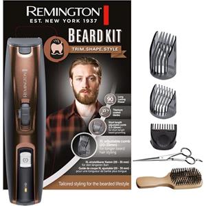 Remington Regolabarba Uomo, incl. Spazzola XL per barba + forbici, 3 pettini di fissaggio (pettine per barba, corto e XL) Lame Autoaffilanti Rivestite in Titanio, Regolabarba MB4046