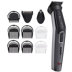 BaByliss MEN MT727E Multikit Uomo 10 in 1 Lame in Titanio al Carbonio, 60 Minuti di Autonomia, Speciale Viso e Corpo, Testine Lavabili