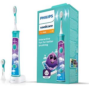 Philips Sonicare For Kids HX6322/04 Spazzolino Elettrico Sonico per Bambini, Connesso all'App, Blu