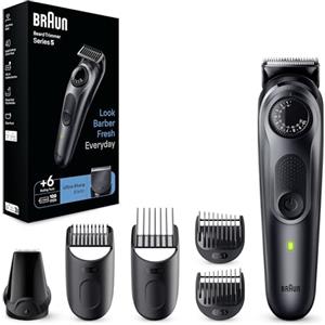 Braun Series 5 Rasoio Elettrico Barba, Con Lama Barba Ultra Affilata, Regolabarba Uomo 40 Lunghezze, Accessori Per Lo Styling, Custodia, 100 Minuti Di Utilizzo Senza Fili, BT5450 Nero Elettrico