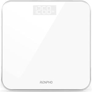 RENPHO Bilancia Pesa Persone, Bilancia Pesapersone Digitale Alta Precisione con Lettura Grande LED Display, Tecnologia Step-On, Capacità 180kg/400lb, Bianco