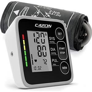 CAZON Misuratore di Pressione Sanguigna, Digitale Automatico da Braccio per uso domestico Misuratore di frequenza cardiaca